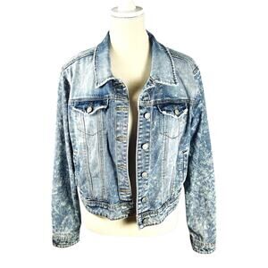 Judy Blue Rigid Magic 1XL Distressed Denim Jacket Medium Wash Boyfriend Fit